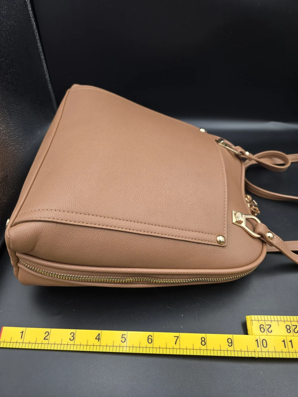 Miztique Tan Compact Backpack with Gold Hardware